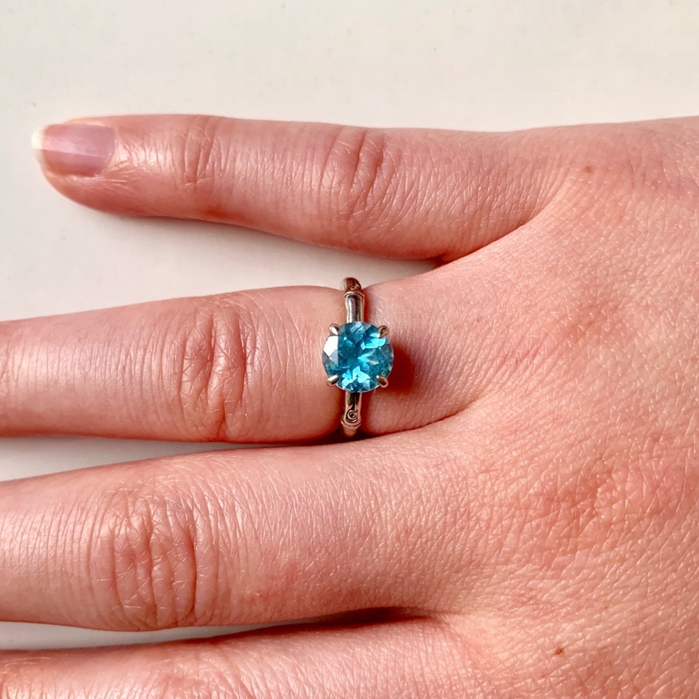 John Hardy Blue Topaz Bamboo Ring - Size 4